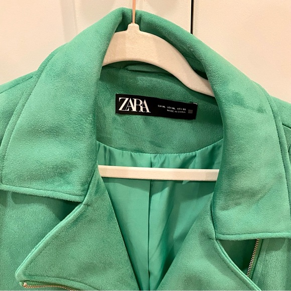 Zara Green Suede Moto Jacket - Discontinued Style! - Picture 6 of 9